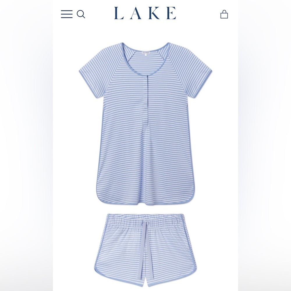 Lake Maternity Pajamas. Small. Celestial Blue. Short/Short Set